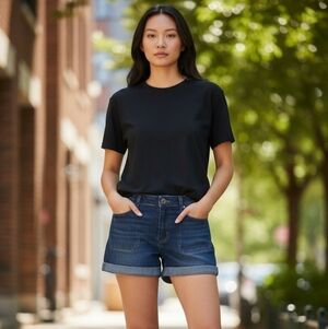 Jessica Simpson Bardot High Rise Denim Shorts Dark Wash Women’s Size 28 P 💵